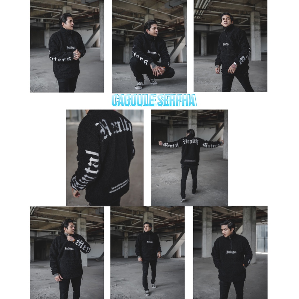 Jaket Cagoule Serpha - Mental Health Maters Indigo Pria Brand Bandung - Jaket Sherpa Cagoule Bulu Te