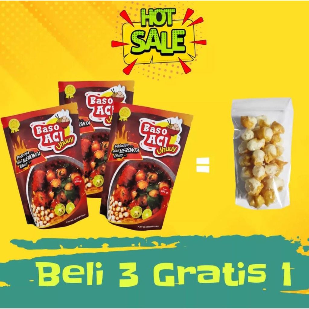 

HOT SALE...!!! Baso Aci UHUUY / Baso Tulang Rangu Sapi UHUUY Beli 3 GRATIS 1 Siomay Mini