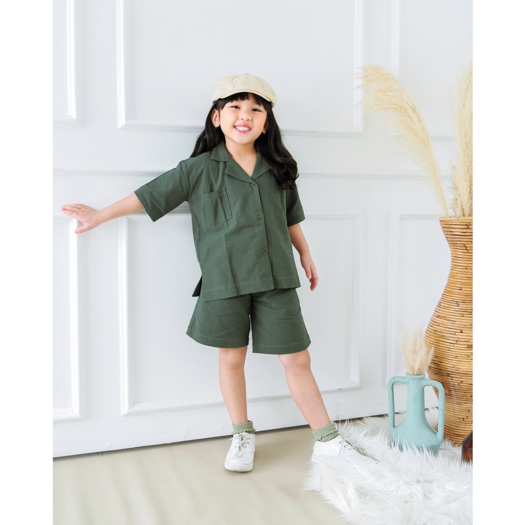 DELICATE SET | Setelan anak | Kemeja Anak | Celana Anak | Atasan Bawahan Linen anak | Baju anak | Setelan safari anak