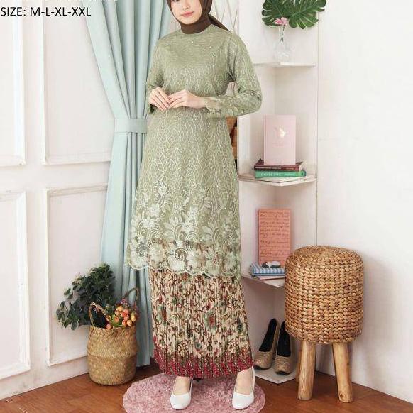 ➹ ( REALPICT ) Kebaya Tunik Tulle Bordir - Kebaya Novie Kebaya - Kebaya Modren - Set Kebaya Brukat ➤