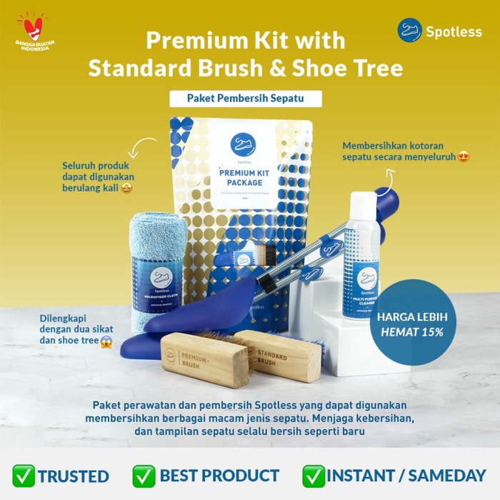 Perawatan Spotless Shoe Cleaner Starter Kit Premium + Shoe Tree & Standard Brush