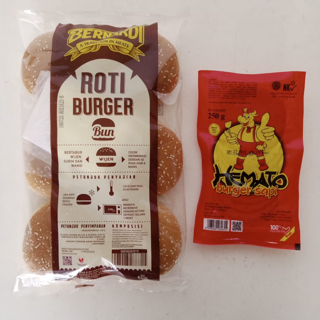 

(PAKET) BERNARDI burger wijen + HEMATO isian burger 10s