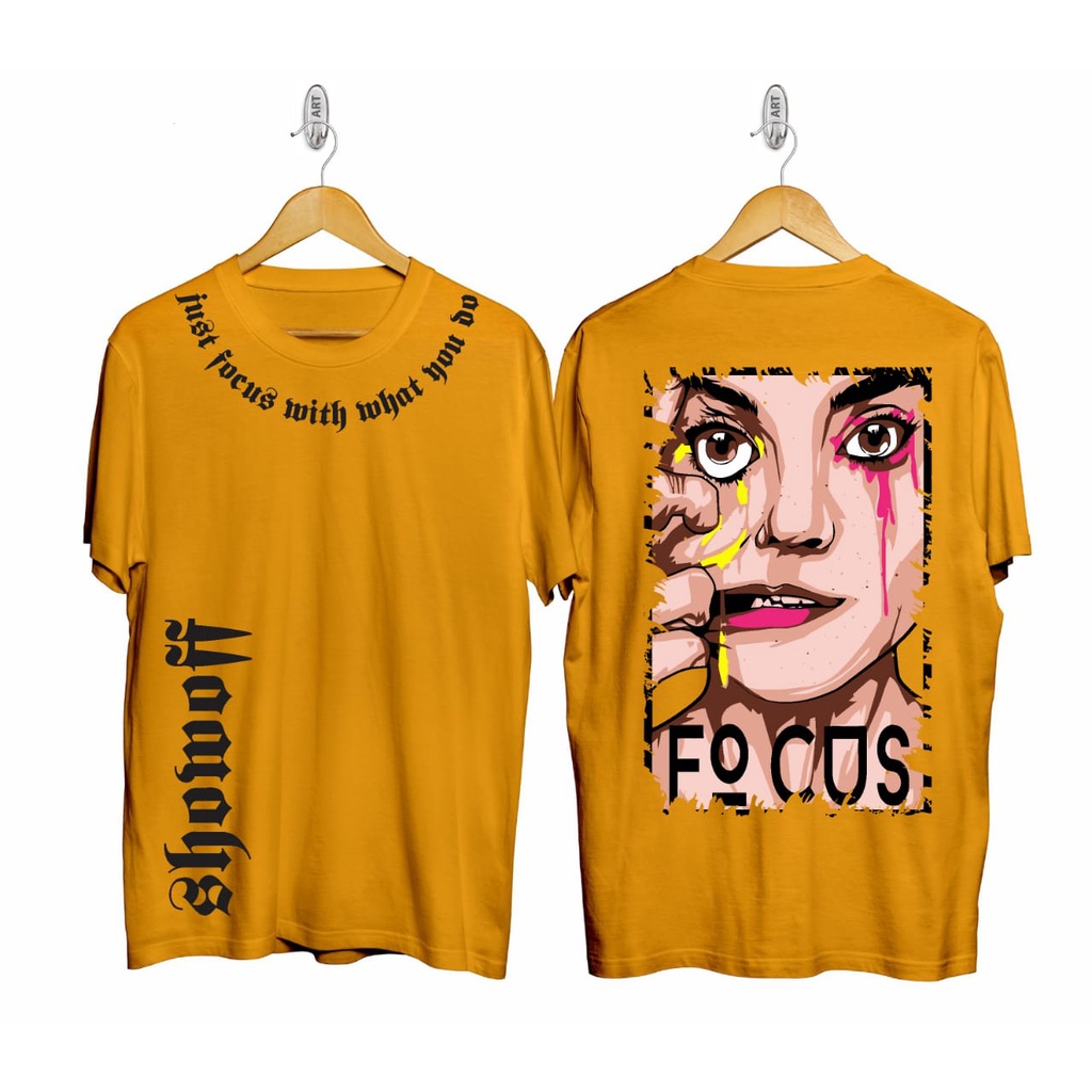 Kaos murah Kaos distro murah baju  distro pria t-shirt murah combed30s SO CEWEK FOCUS kuning mustard