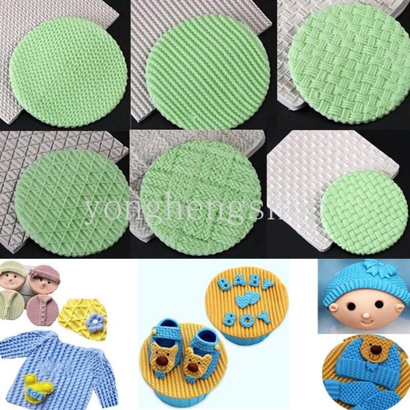 Cetakan Fondant Kue Bahan Silikon Tekstur Rajut 3D Untuk Dekorasi Dapur