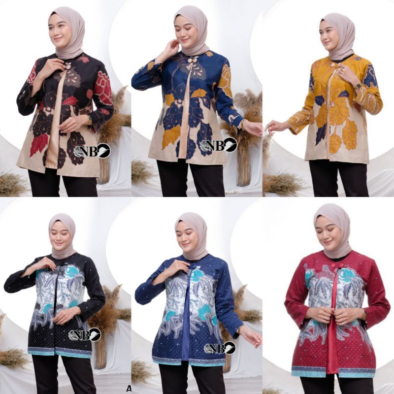 tey-17 Batik wanita ASJ SA HRB026 Kenongo Kemeja Tosca Pendek