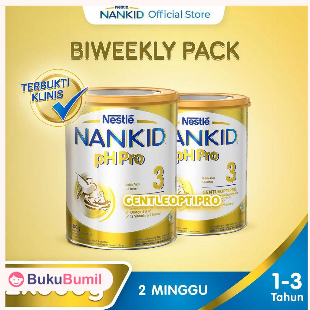 NAN Susu Bayi & Anak Umur pH Pro OPTIPRO Susu Pertumbuhan  1-3 tahun Kaleng 800g [2 pcs] NESTLE NAN