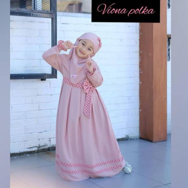 Langsung Kirim Gamis anak Vios kids ( free jilbab ) baju muslim gamis SYAR'I anak usia 2-7 tahun ( 3