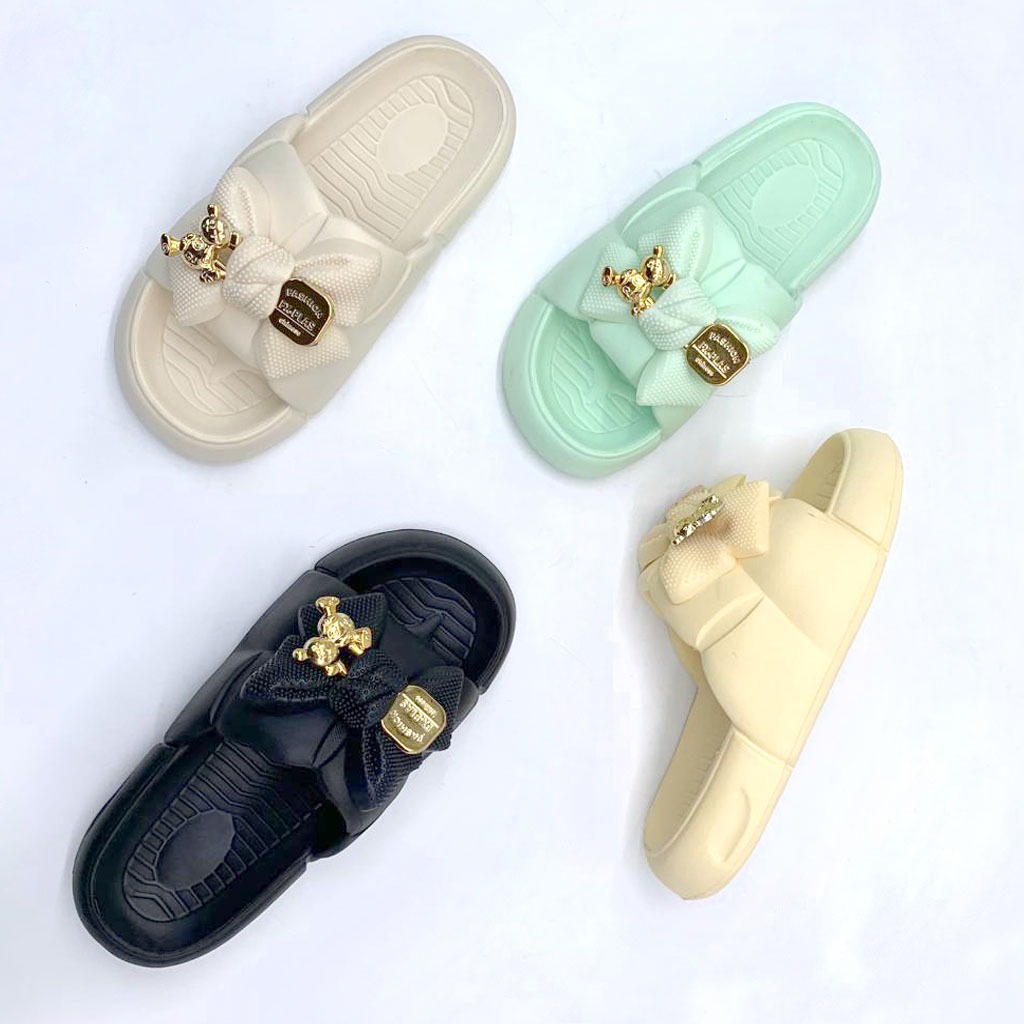 Sandal Selop Wanita Motif Pita Jibbit Bear Empuk Terbaru Uk.36-40
