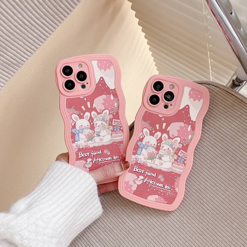 Pink Ripple Pattern Soft Case OPPO A7 A5S A12 A11K F9 Pro F11 A53 A33 A9 A57 A5 A3S A31 2020 Reno 5 6 7Z 8 5G VIVO Y12S Y20i Y20S Y11 Y12i Y15 Y17 V23E V23 Pro S1 Bunny Rabbit
