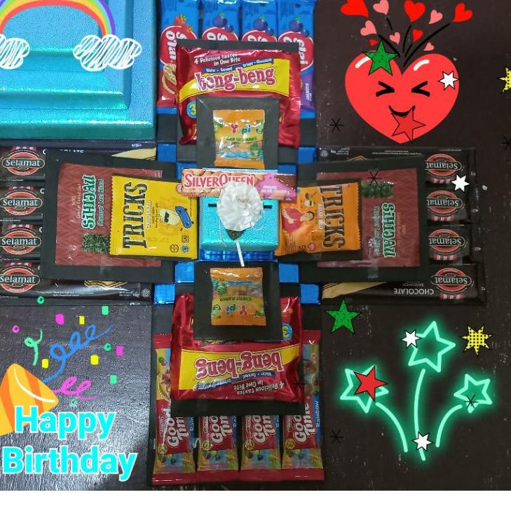 

❊ EXPLOSION BOX / snack box / kotak kejutan 3 layer kecil (20,15,10cm) + pullout ✹