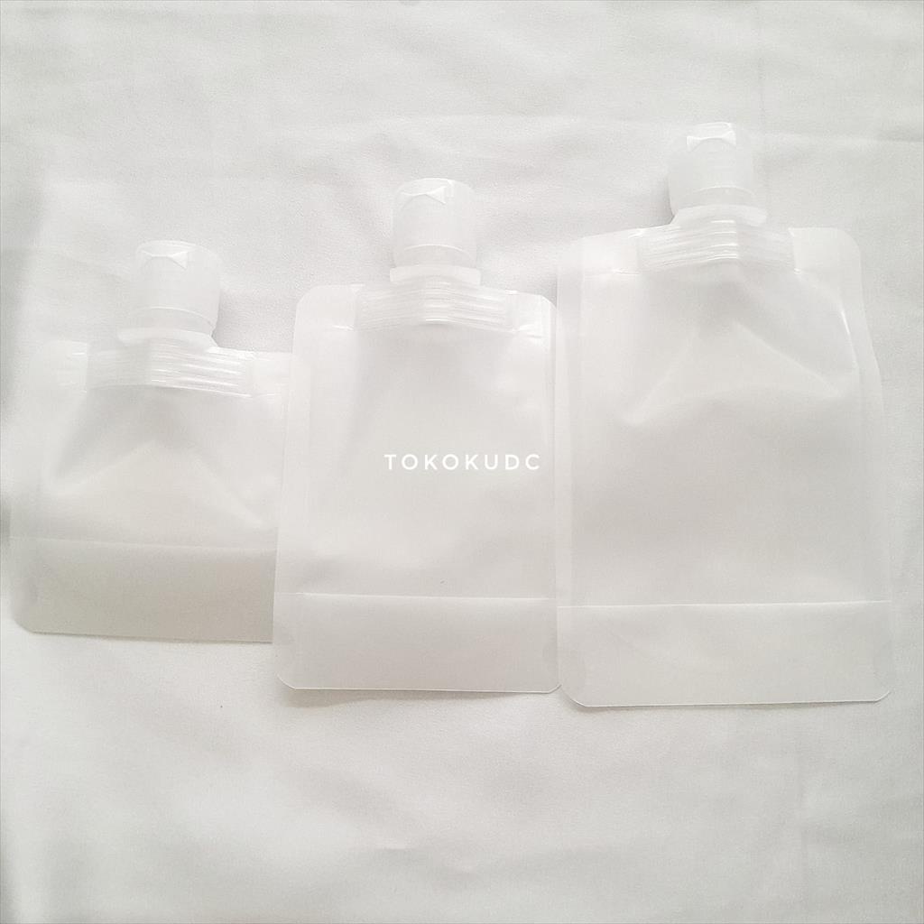 BOTOL SABUN CAIR REFFIL TRAVEL POUCH SABUN SHAMPOO KEMASAN PLASTIK TUTUP FLIPTOP