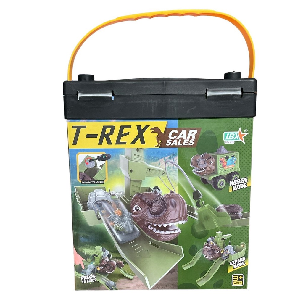 Mainan Anak T-REX CAR SALES Merakit Trek Adegan Dinosaurus Diecast Car