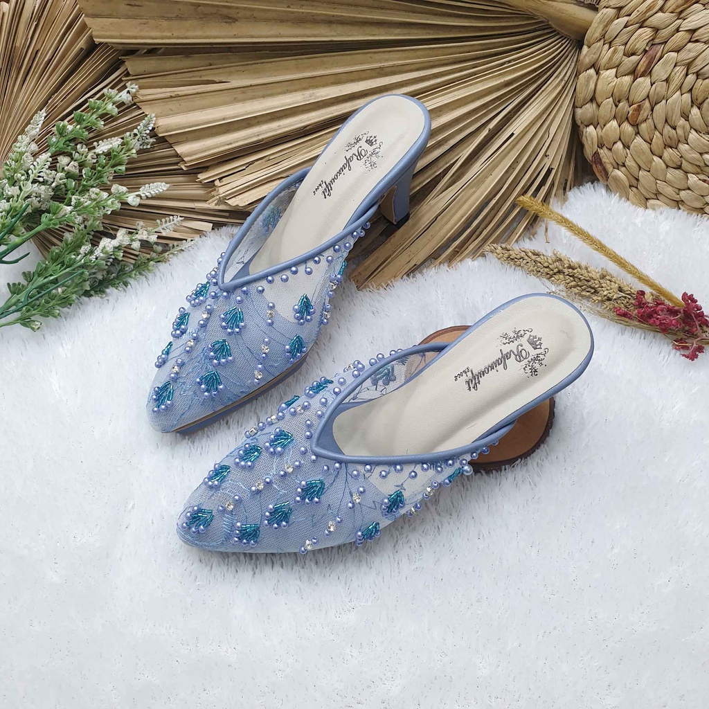 Sepatu weddig pesta cantik marrisa ice blue 7cm