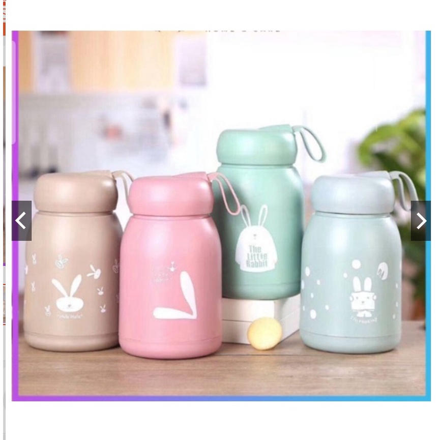 Botol minum Kaca mini imut motif kelinci 330ml