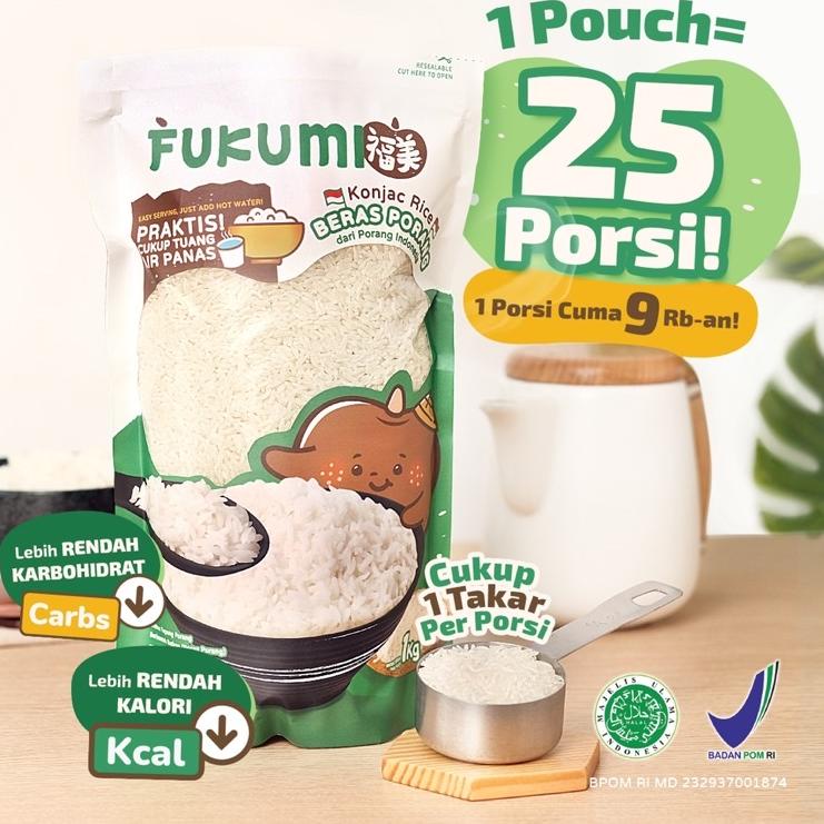 

✔️ FUKUMI BERAS PORANG | BERAS SHIRATAKI | BERAS DIET 1kg