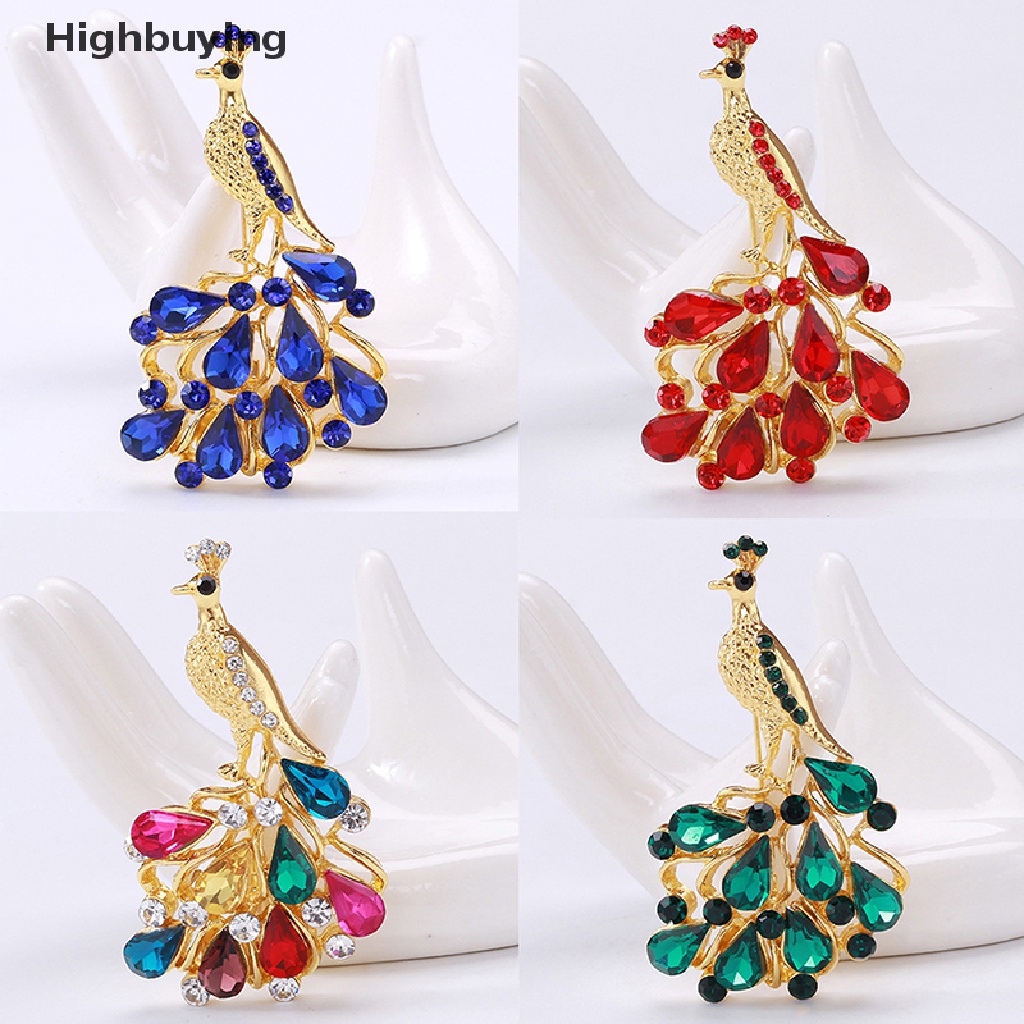 Hbid Retro Hewan Bros Berkilau Berlian Imitasi Merak Bros Hewan Bros Pin Perhiasan Hadiah Aksesoris Pakaian Ornamen Glory