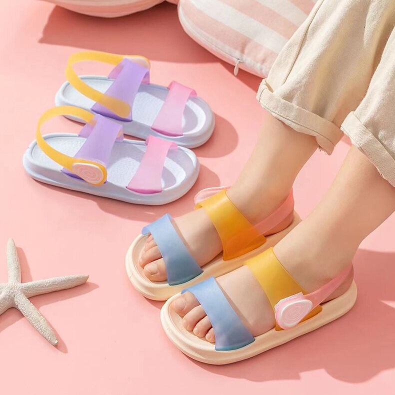 Sandal Jelly Rainbow Untuk Anak Perempuan Bahan Karet Model Lucu Kualitas Import