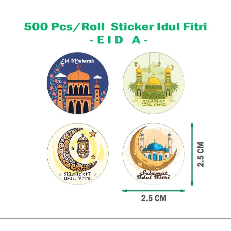 STICKER ROLL EDISI LEBARAN ISI 500 PCS