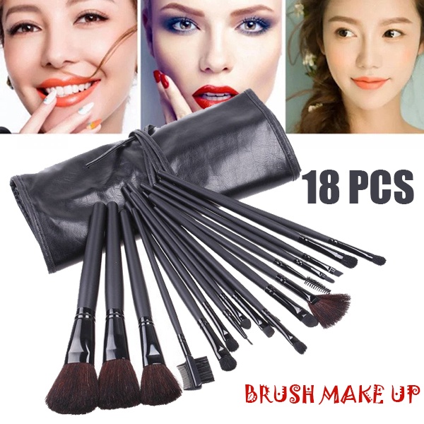 MI SHOPINN - Kuas Make Up 18 PCS Set Lengkap 1 Paket Brush Makeup dengan Pouch Aplikator Bedak Found