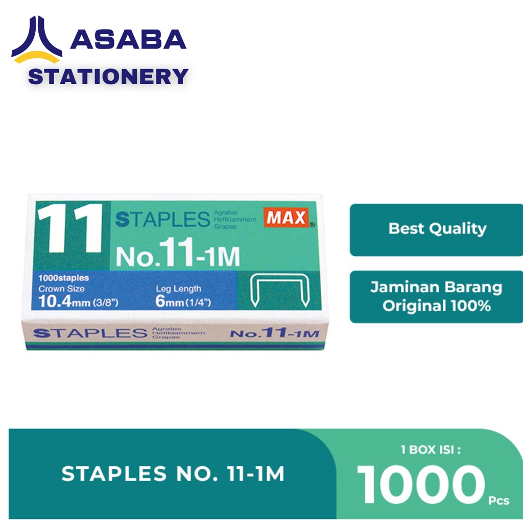 

Asaba Stationery - Staples/Isi Stapler/ Refill Stapler Max 11-1M