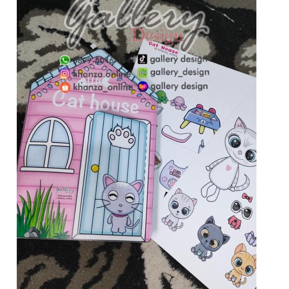 ♦ Mainan Bongkar Pasang | CAT HOUSE PAPER DOLL | mainan edukasi rumah kucing ✦