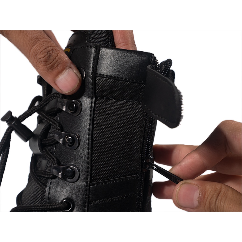 SEPATU PDL SAFETY UJUNG BESI PDL TNI AD POLRI SECURITY SATPAM SAFETY BOOTS PRIA KERJA LAPANGAN OUTDOOR ANTI LICIN MURAH BERKUALITAS WARNA HITAM