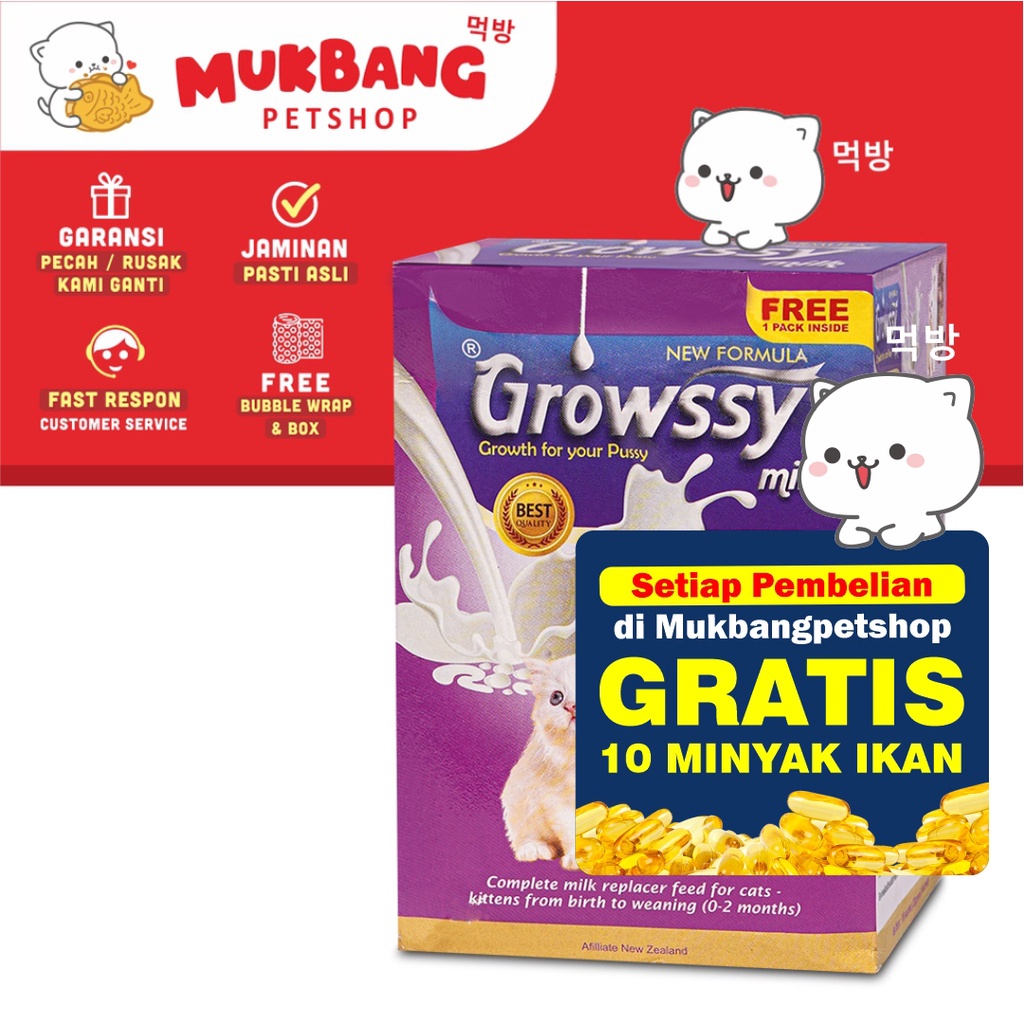 Growssy Susu Kucing 1 Box Isi 11 Sachet Growsy Susu Anak Kucing Baby Cat Milk Susu Kucing Bayi Susu Kucing Baru Lahir Susu Kucing Kitten Growssy Milk Susu Bayi Kucing Kitten Milk Susu Kucing tanpa Laktosa Susu Kucing Dewasa Adult Cat Milk