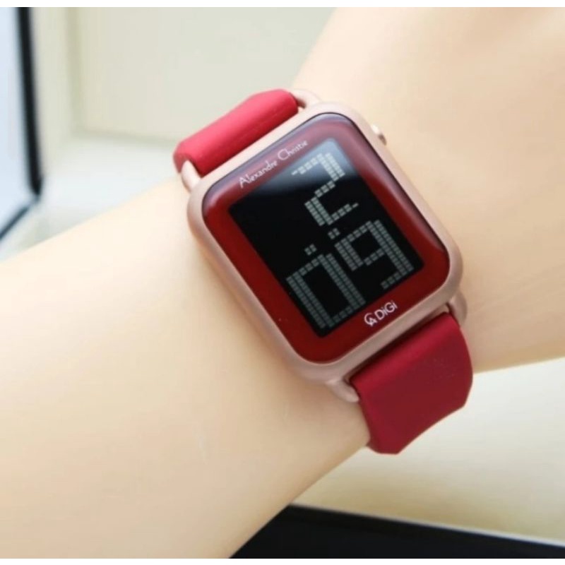 Alexander Christie 9332 Rosegold Red Digital Wanita Original