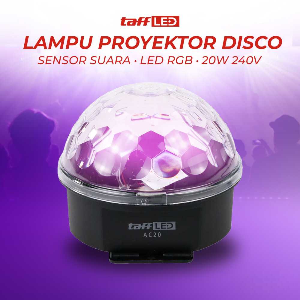 (BISA COD) FTIHSHP LED Lampu Proyektor Disco Sensor Suara LED RGB 20W 240V - AC20