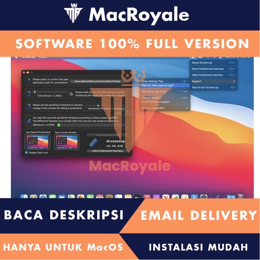 [MacOS] ScreenLog Full Version Lifetime Full Garansi