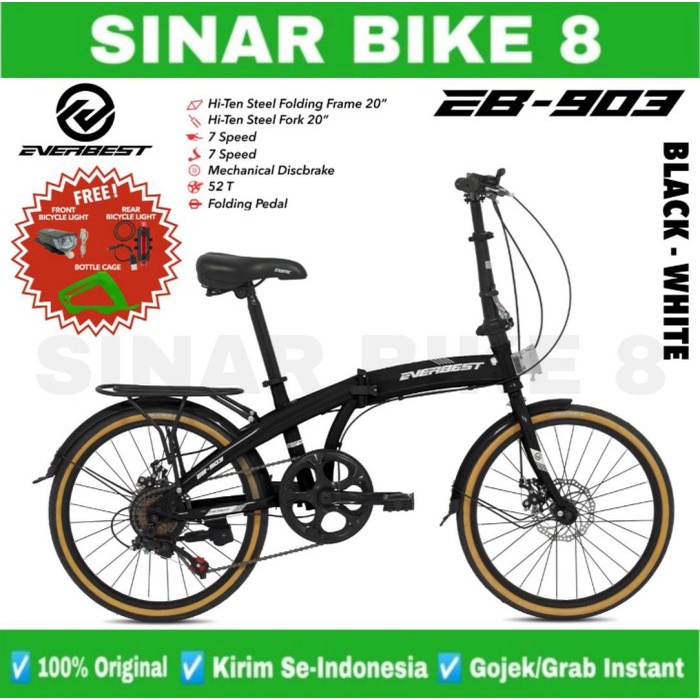 Sepeda Lipat EVERBEST EB-903 Ukuran 20 Inch Boncengan 7 Speed Cakram