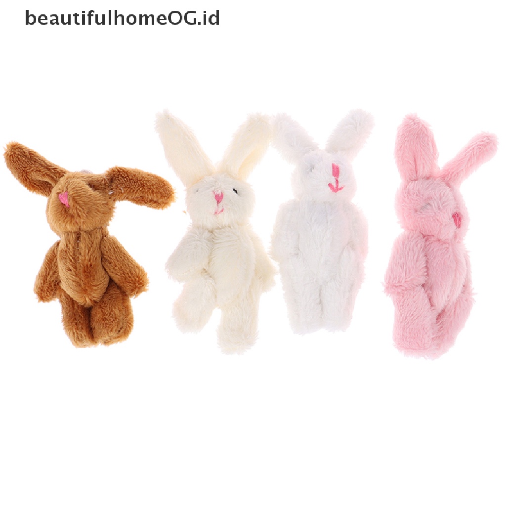 // Beautifulhomeog.id// 5Pcs 6cm Liontin Kelinci Sambungan Mini Plush Bunny Untuk Gantungan Kunci Buket Mainan Boneka **