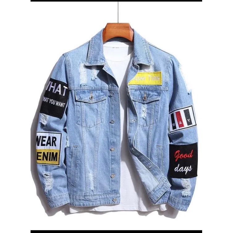 Jaket Jeans Bordir Pria Best Seller Jaket Jeans Printing Bordir Emblem