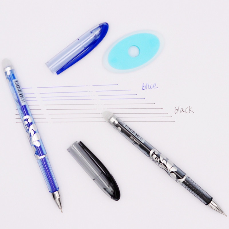 [Harga Grosir] 12pcs/Set 0.5mm 2warna Hitam Biru Pena Netral Magic Erasable Neutral Pen Erasable Refill Set Alat Tulis Siswa Sekolah Kantor Perlengkapan Menulis