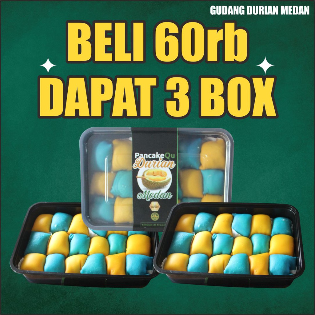 

Pancake Durian Medan isi 18 Dengan Lapisan Ice Cream (Dapat 3Box)