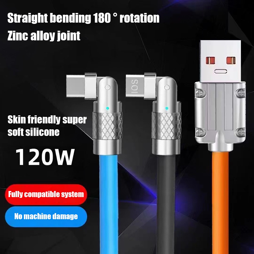 Jalur Pengisian Putar Data Zinc Alloy Untuk Apple Android Type-C 180derajat Kabel Pengisian Ultra-Cepat