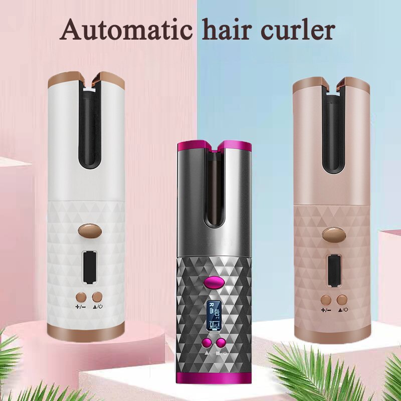 Curling Iron Otomatis Cordless Curling Iron Otomatis Curling Iron Otomatis Cordless Rambut Curling Sutra Otomatis Pemanasan Cepat USB Portable Automatic Curling Iron Pengaturan Waktu