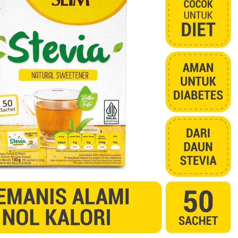 

➪ Tropicana Slim Sweetener Stevia 50 sachet - Pemanis Alami untuk Batasi Gula ♟