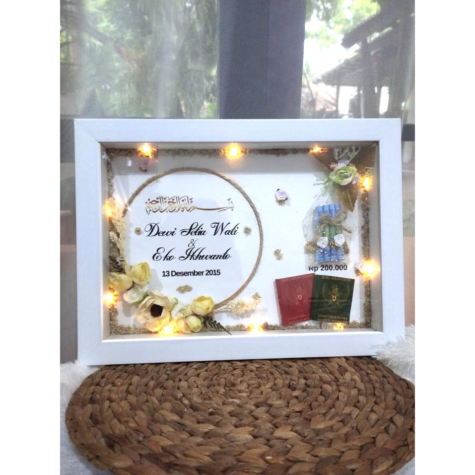 SEHARI JADI Kado Nikahan/Wedding/Mahar/Walimatul Ursy/JAM/Bingkai 3D Premium/Pigura/35x25/Figura