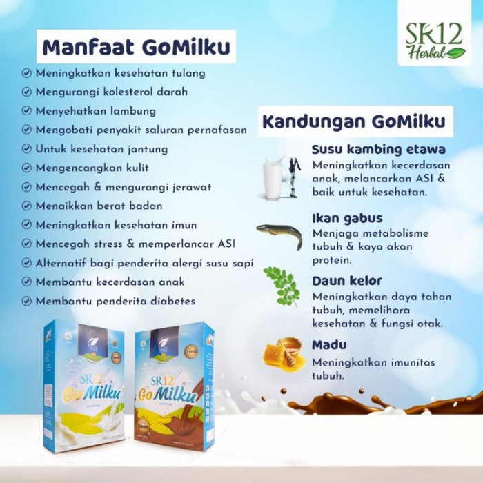 

[ COD ] SUSU KAMBING ETAWA GOMILKU SR12/AMPUH MENYEMBUHKAN SEGALA PENYAKIT - Coklat, 200gr