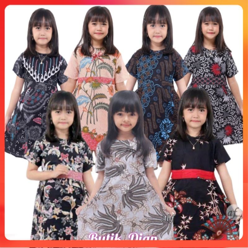 Dres Batik anak Perempuan umur 3-10 tahun-Batik bervariasi BUTIKDIAN