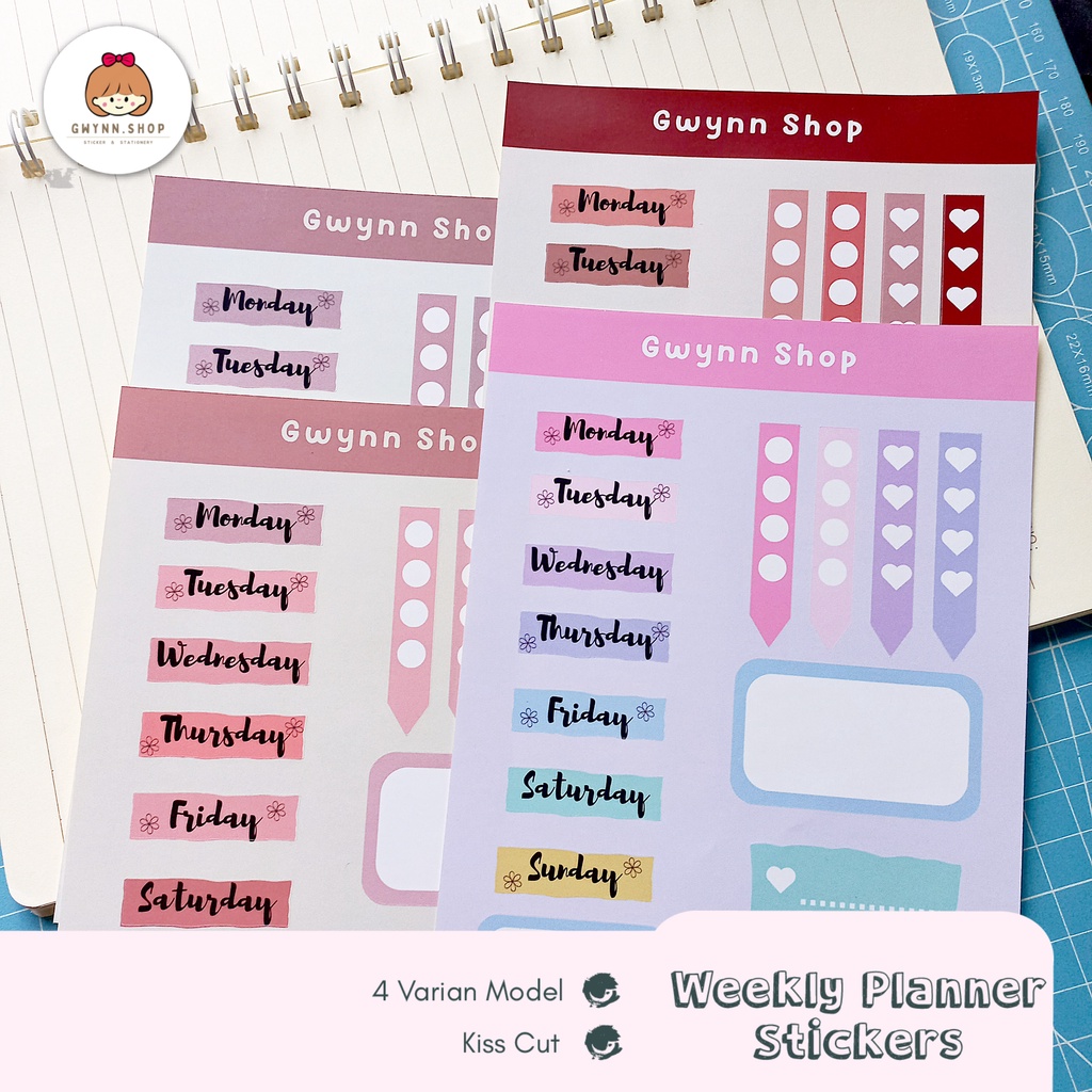 

Weekly Planner Journal | Stiker Journal | Stiker Nama Hari | Aesthetic Sticker for Journal | Stiker Notebook | Stiker Scrapbook