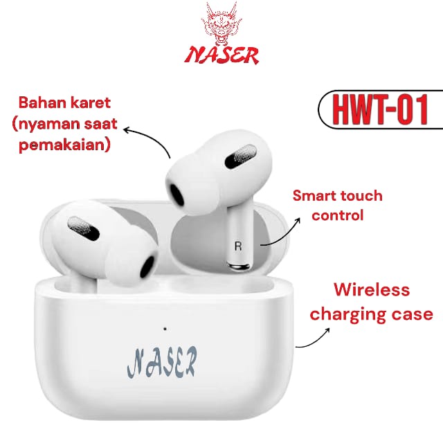 NASER HANDSFREE BLUETOOTH TWS HWT-01 / EARPHONE HANDSET BLUETOOTH TWS EARBUDS EXTRA BASS/PRODUK ORIGINAL