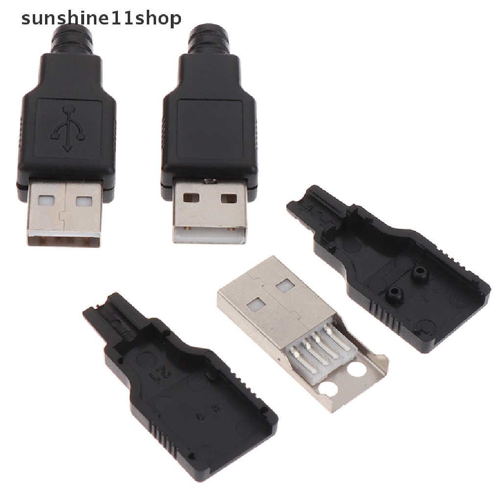 Sho 10pcs Solder USB Male Tipe A 4pin Plug Socket Konektor Colokan USB N