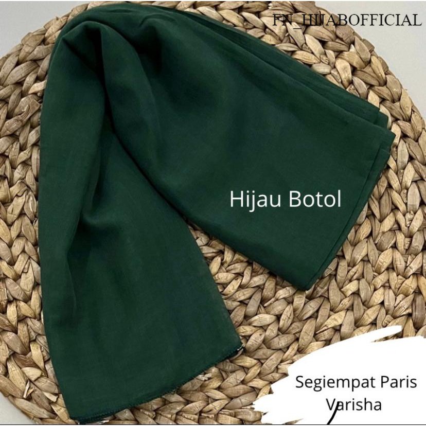 Hijab SegiEmpat Paris Premium Jadul Red Rose Warna Hijau Botol