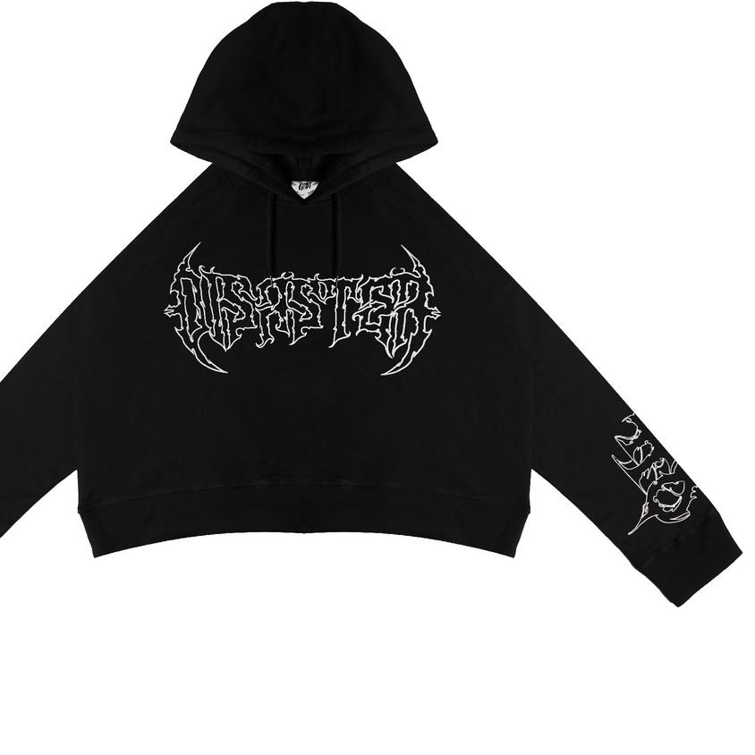 ♦ GRDT Dstr Hoodie Oversize Crop Top Black ➱