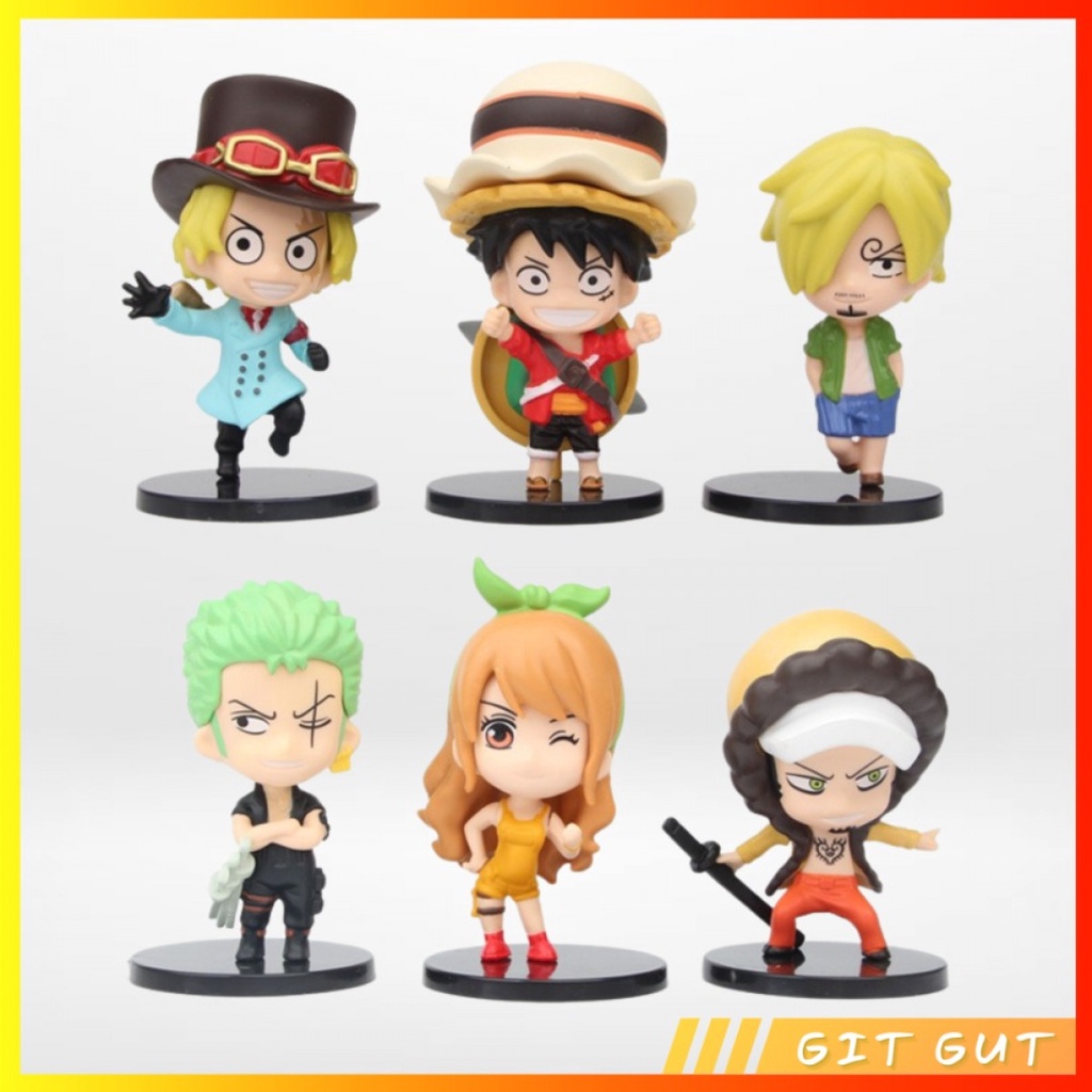 Action Figure Pajangan Mainan 6 Pcs One Piece Luffy Zoro Sanji