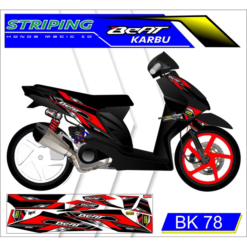 (PROMO) STRIPING HONDA BEAT KARBU VARIASI RACING KEREN / BEAT VARIASI / BEAT RACING / BEAT THAILOOK 
