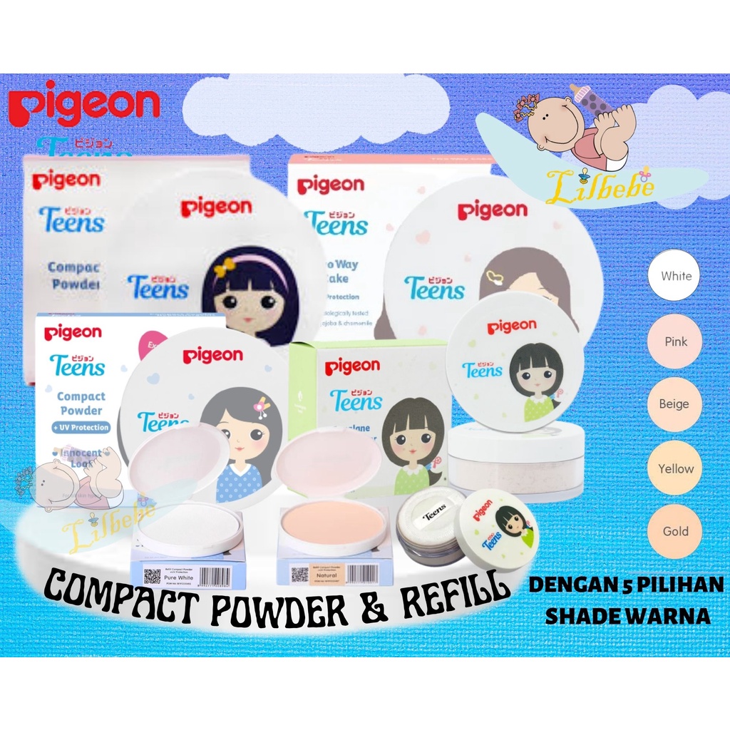 Pigeon Teens Teen Compact Powder UV Protection Two Way Cake Hypo Squalane - Bedak Wajah Make Up Remaja