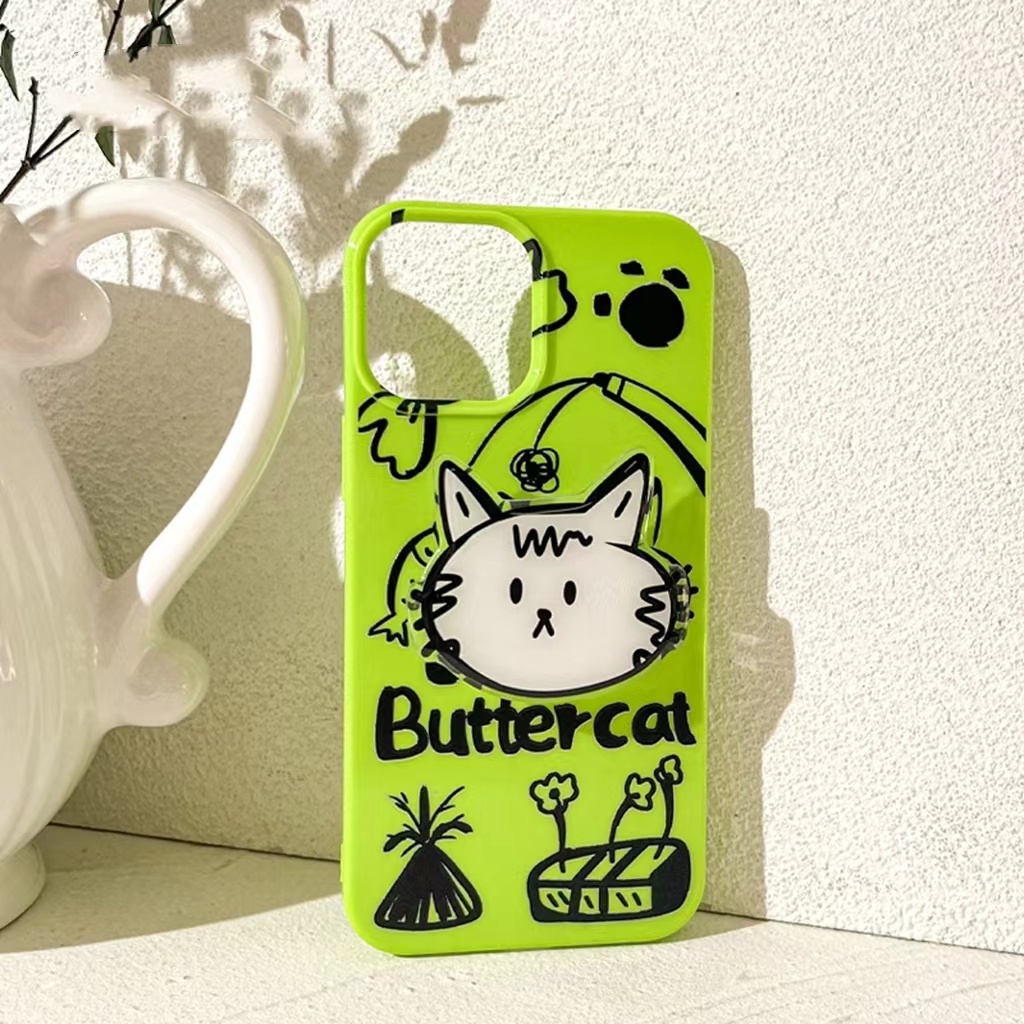 IPHONE Ins Pola Kucing Cocok Untuk Iphone14 14pro 14plus 13 13mini 13pro 13prm iPhone12 7Plus 8Plus Xr XS 13 12mini Pro Max Empat Sudut Casing Ponsel Tahan Guncangan